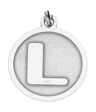 Zilveren Letter L rond mat en glans kettinghanger