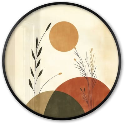 Poster in lijst Rond - Fotolijst 60x60 cm - Posters - Planten - Abstract - Vormen - Ronde posterlijst zwart - Decoratie - Wanddecoratie woonkamer - Muurdecoratie slaapkamer