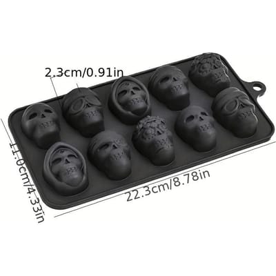 1 stuk 10 even schedel siliconen chocoladevorm gelei pudding snoep ijsrooster mal, fondant taart decoratieve mal bakken Pack of 1 black