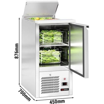 GGM Gastro Saladette ECO - 450mm - 1 Tür - mit Einlass für 1x GN 1/1 & Edelstahldeckel Zilver
