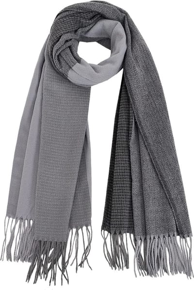 Dames sjaals modesjaals,dames sjaal winter, Geruit Dubbelzijdige Sjaals voor Vrouwen Sjaal Wraps met Kwastjes Zacht, maat 70 x 180 cm, Grijs,EROSTIMO