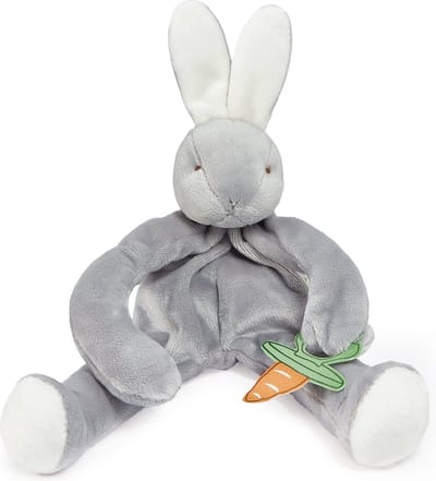 Bunnies By The Bay Knuffeldoekje met speenhouder Konijn - Speendoekje - Extreem zacht - Klittenband sluiting voor speen - Machine-wasbaar - 25 cm - Grijs