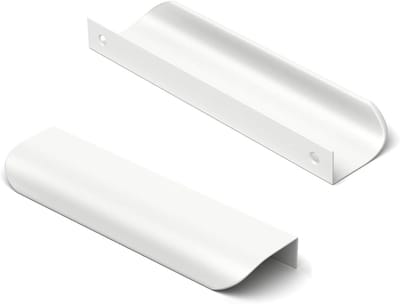 Set van 6 Versteekte Keukenhandgrepen - Witte Onzichtbare Trekhandgreep voor Keukenkastjes 96mm