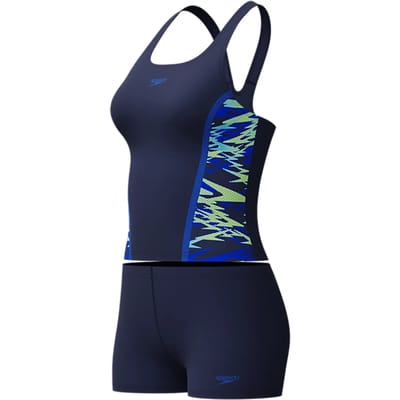 Speedo hyperboom splice tankini set in de kleur marine.