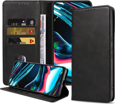 Smartphonica Telefoonhoesje geschikt voor Realme 7 Pro kunstleren Hoesje met Magnetische sluiting en Pasjeshouders Book Case met Klepje - Zwart geschikt voor Realme 7 Pro