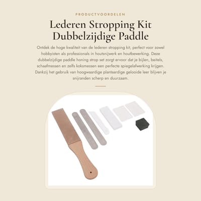 Dailygoods- Stropping Kit Dubbelzijdig - Lederen Messenslijper - Houtsnijwerk - Spiegelgepolijste Randen - Polijstmiddel - Hoogwaardige Plantaardige Looiing