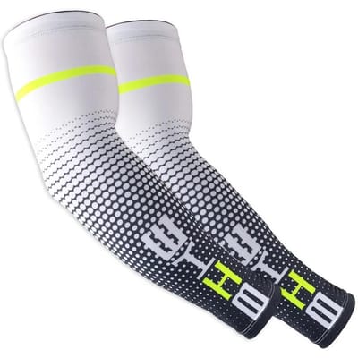 Loogdee 1 Paire Manches Cools pour Homme Vélo Course Protection Solaire UV Manchette Manchon de Bras Protecteur Manches Chaudes de Sport pour Vélo Qualité Professionnelle XL blanc