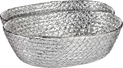 Mandjes - zeegras - 24 x 19 x 8 cm - zilver metallic - 2x stuks - broodmandjes