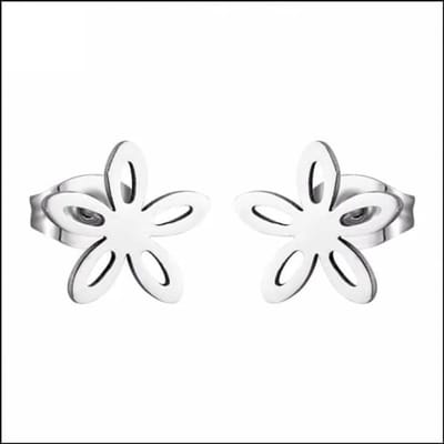 Aramat Jewels | Oorbellen | Stalen Oorbellen Bloem - Perfect Cadeau! | zilverkleurig | |7mm | Staal | Volwassenen | Verkleurd niet