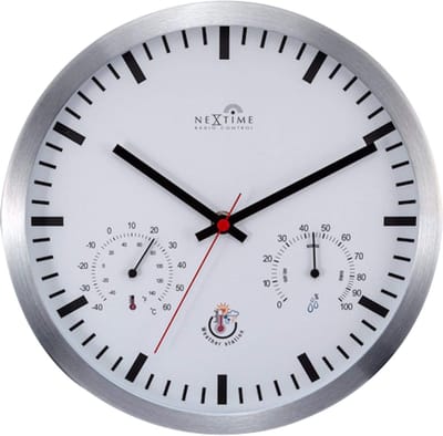 NeXtime Station – Stationsklok – 25 cm – Metaal – Wit – Zendergestuurd