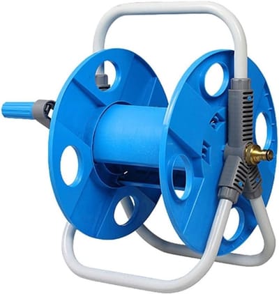 Tuinslanghaspel - Slanghouder - Tuin water geven - Draagbaar met wielen - 40m slang capaciteit - Blauw