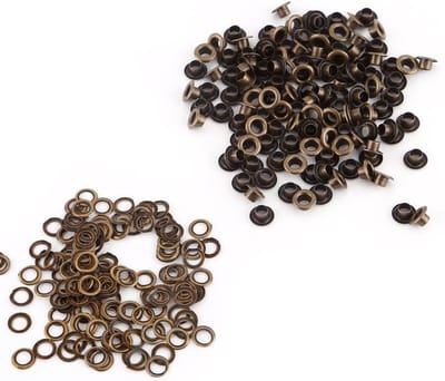 100 Sets Metalen Oogjes in Antiek Brons, Grommets van 4/5/6mm voor DIY Scrapbooking en Naaien