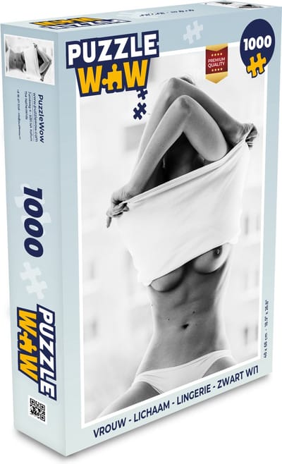 Puzzel Vrouw - Lichaam - Lingerie - Zwart wit - Legpuzzel - Puzzel 1000 stukjes volwassenen