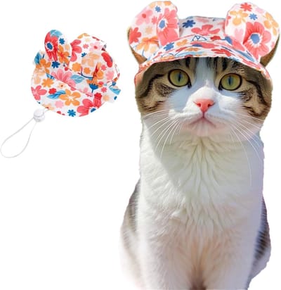 Verstelbare Zomer Pet Cap voor Honden en Katten met Ooropen, Ademend Zonnehoedje voor Kleine Honden en Katten, Ideaal voor Buitenactiviteiten (Roze, L)