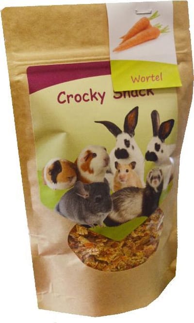 Mijten Crocky Snack Wortel - Knaagdierensnack - Gezonde Traktatie Konijnen Cavia - Groenten Gedroogd - 120g