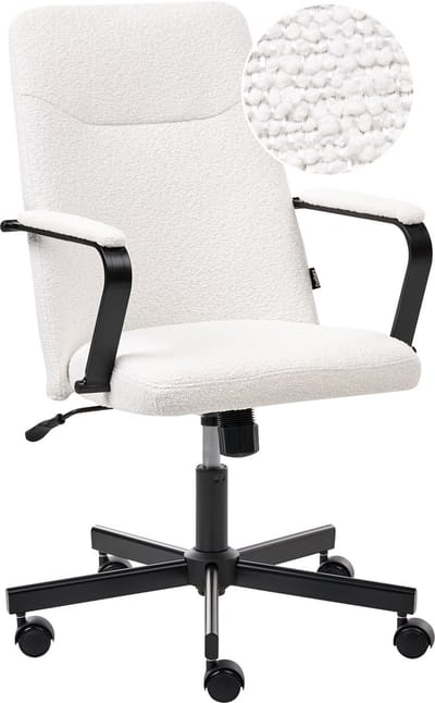 CAROGA - Bureaustoel - Wit - Bouclé