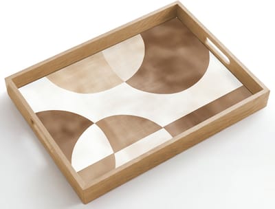 Dienblad hout 50x35 cm - Schootdienblad - Snijdende cirkels - Overlappende vlakken - Borrelplank rechthoek - Plateau dienbladen