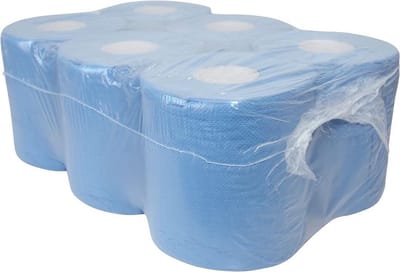 Midirollen p52313 poetspapier blauw 2laags 400vel geperforeerd 150m 6rollen (52313)