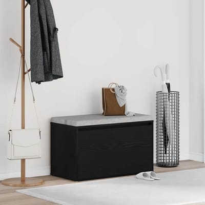 vidaXL - Hallenbank - Zwart - Eiken - 80 - x - 40 - x - 45 - cm - Bewerkt - hout