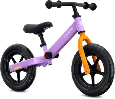 sun baby Loopfiets voor Kinderen Modern - 2 jaar, max. 30 kg, Loopfietsen, stalen frame, EVA-wielen, verstelbaar zadel en stuur - Lila-oranje