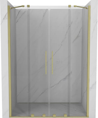 Mexen Velar Duo schuifdouchedeur 140 , transparant, geborsteld goud - 871-140-000-02-55