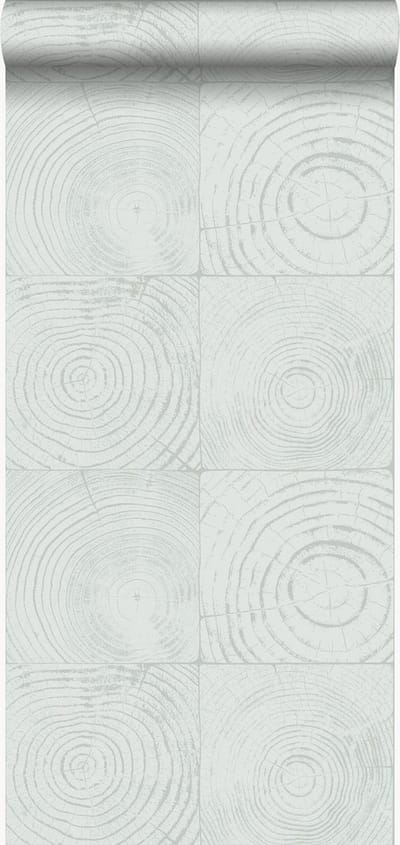Origin Wallcoverings behang dwarsdoorsnede boomstam mintgroen - 347545 - 53 cm x 10,05 m