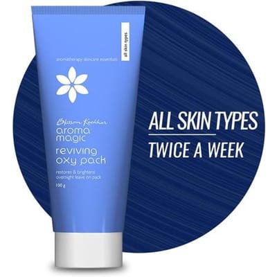 Aroma Magic Reviving Oxy Face Pack witch hazel & white lotus Extracts that Restores & Brightens,Dull-Tired skin anti-aging Detoxify- 100gm blue