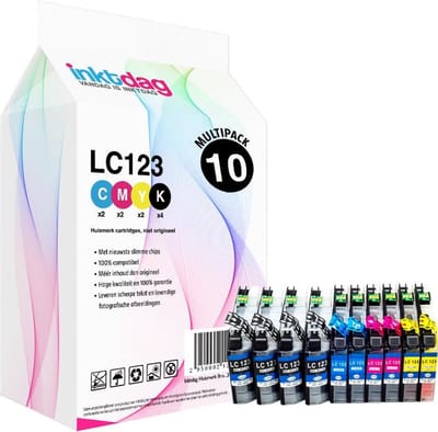 Inktdag Brother LC123 brother inktpatronen van 10 Stuks voor Brother DCP-J132W, DCP-J172W, DCP-J152W, DCP-J552DW, DCP-J752DW, DCP-J4110DW, MFC-J4410DW, MFC-J4510DW, MFC-J4610DW, MFC-J470DW, MFC-J4710DW, MFC-J650DW, MFC-J6520DW, MFC-J6720DW