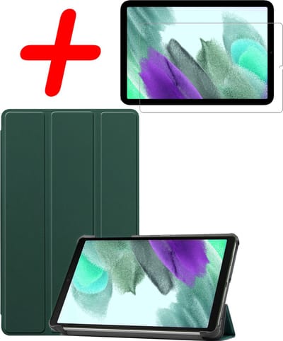 Hoesje Geschikt voor Samsung Galaxy Tab S6 Lite - Met Screenprotector - Trifold Bookcase - Hard Cover - Hardcover Book Case - Tablet Hoes - Donkergroen