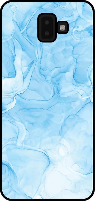Smartphonica Telefoonhoesje Geschikt voor Samsung Galaxy J6 Plus 2018 met marmer opdruk - TPU backcover case marble design - Lichtblauw geschikt voor Samsung Galaxy J6 Plus 2018