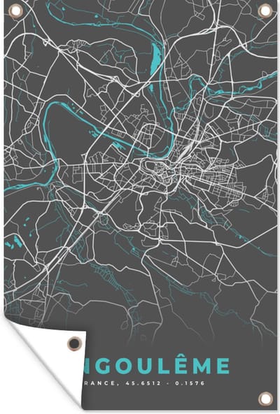 Muurdecoratie Stadskaart - Plattegrond - Angoulême - Frankrijk - Kaart - 120x180 cm - Tuinposter - Tuindoek