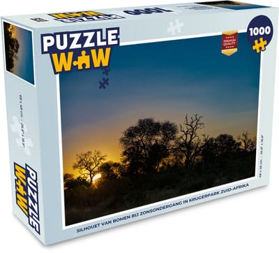 Puzzel Silhouet van bomen bij zonsondergang in Krugerpark Zuid-Afrika - Legpuzzel - Puzzel 1000 stukjes volwassenen