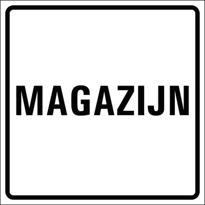 Magazijn sticker, wit zwart 150 x 150 mm