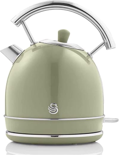 Waterkoker - 1.8 Liter - Retro Waterkoker - Vintage Design - 3000W Snelkoker - RVS Waterkoker - Roestvrij Staal - BPA-Vrij - Automatische Uitschakeling - Droogkookbeveiliging - Theeketel - Draadloos - Groen - Keukenapparatuur - 1.8L
