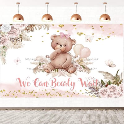 Achtergrond Baby Shower - Fotografie Decoratie - Feest Versieren - Levendige Kleuren Print - 150 x 100 cm - Roze
