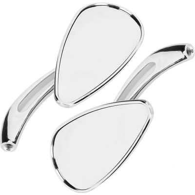 2 stuks verchroomde motorfiets achteruitkijkspiegels 8 mm 10 mm draad schedel druppel stuurreflector white