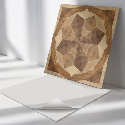 Wallfluent Vinyl Tegels - Meerlagig Geometrisch Patroon Vinyl Tegels Zelfklevend - 30 cm x 30 cm - Bruin PVC Tegels - 9 stuks - Vierkant PVC Tegels - Texturen Plaktegels - Zelfklevende Vinyltegels - Plaktegels Keuken en Badkamer
