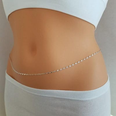 925 Zilveren Lichaamssieraden Sexy Borstketting Buikkettingen Voor Vrouwen Taillekettingen Vrouwelijk Lichaam Meisje beige