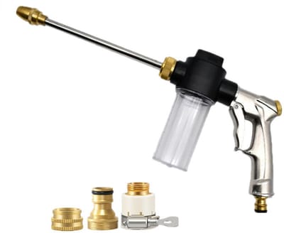 Waterpistool-drukspuit-Professionele Hogedruk Tuinspuit met Schuimpistool - Universele Waterspuit voor Tuinslang - Verstelbaar Spuitpistool voor Autowassen, Terrasreiniging en Tuinbesproeiing - Metalen Ontwerp