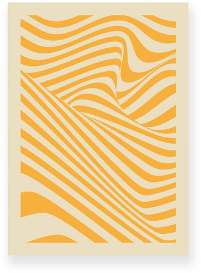 Poster 50x70 cm - Optische Illusie - Lijnen - Geel - Beige - Abstract - Vintage - Muurdecoratie - Wanddecoratie