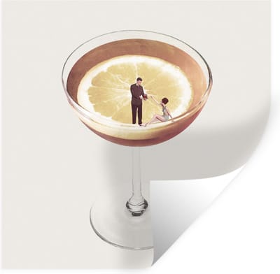 Muurstickers - Sticker Folie - Alcohol - Vintage - Drank - 100x100 cm - Plakfolie - Muurstickers Kinderkamer - Zelfklevend Behang XXL - Zelfklevend behangpapier - Stickerfolie