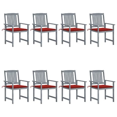 vidaXL - Tuinstoelen - 8 - st - met - kussens - massief - acaciahout - grijs