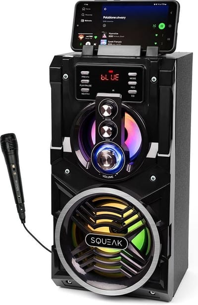 SQUEAK BeatBoxer SQ1000 Bluetooth 5.1 Karaoke Speaker - Draagbare Bluetooth Luidspreker - FM Radio - LED Verlichting - Zwart