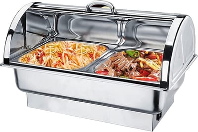 Elektrische Warmhoudbak - Chafing Dish Buffet - Eten Warm Houden - Instelbare Temperatuur - 9L Inhoud - Zilverkleurig