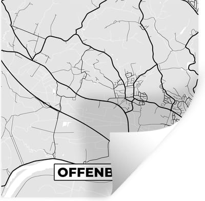 Muurstickers - Sticker Folie - Offenberg - Stadskaart - Plattegrond - Duitsland - Kaart - 100x100 cm - Plakfolie - Muurstickers Kinderkamer - Zelfklevend Behang XXL - Zelfklevend behangpapier - Stickerfolie
