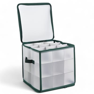 Dailygoods- Opbergdoos met deksel - Opvouwbaar - Transparant - Voor kerstballen - Voor 27 stuks - Ruimtebesparend en georganiseerd - Opbergbox