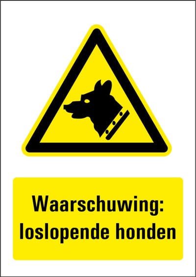 Kijk uit voor loslopende honden bord - kunststof 148 x 210 mm