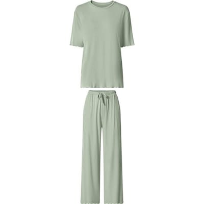 ESMARA Dames geribde pyjama (Groen, XS (32/34))