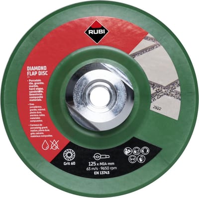 Rubi Flap Disc Diamant Lamellenschijf 125 mm Korrel 50/60 M14 - Diamantboor tegels