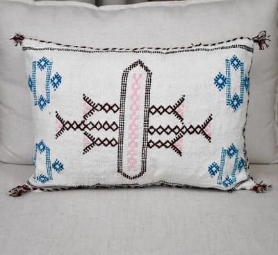 Berber kussen - Handira stijl - Marokkaans kussen wit - 60x40 cm